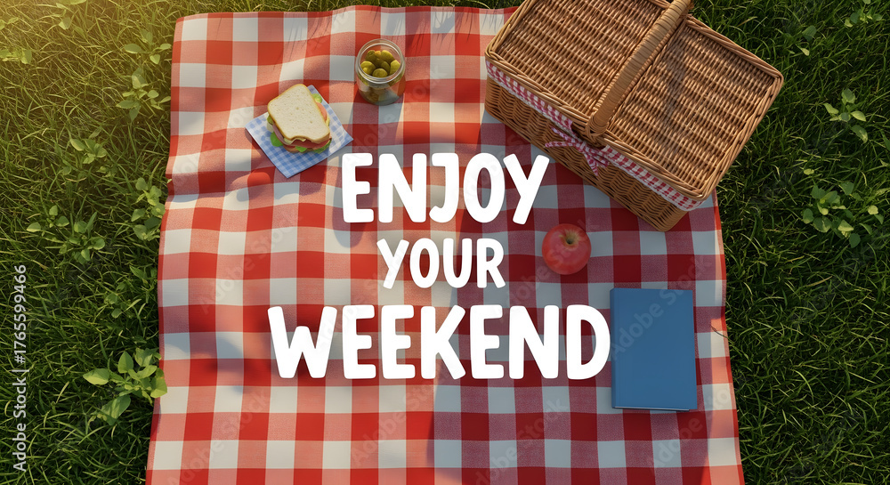 Fototapeta premium Weekend Picnic on Red and White Gingham Blanket