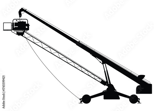 Camera crane silhouette vector illustration for film production and photography equipment eps silhouette vector illustration white background