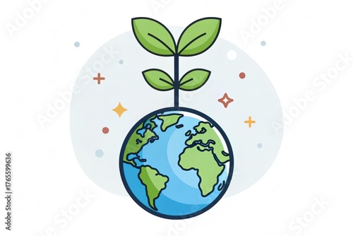 Earth with Plant Growing Symbolizing Sustainability and Environmental Care