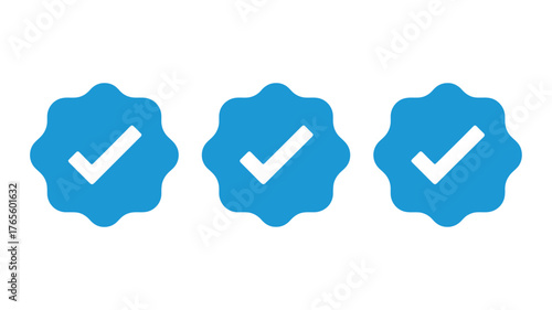 Set of blue verified badge icons vector illustration for social media profile isolated on white background