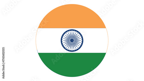Indian flag in a circle simple vector illustration for national representation isolated on white background