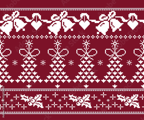 Seamless geometric horizontal pattern. Designed for Christmas, decoration, background, fabric, clothing, wallpaper.