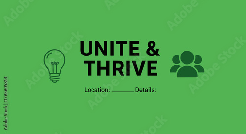 A vibrant green graphic illustrates the powerful concepts of teamwork, innovation, and collective success with minimalist icons and bold typography.