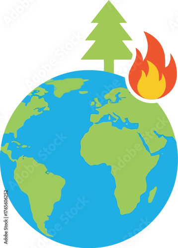 Global warming crisis deforestation endangering planet earth sustainability environmental threat concept vector