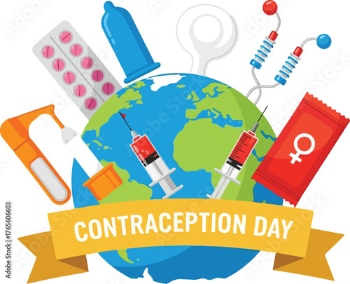 Global contraception day awareness health family planning world earth safety sexual health reproduction rights vector