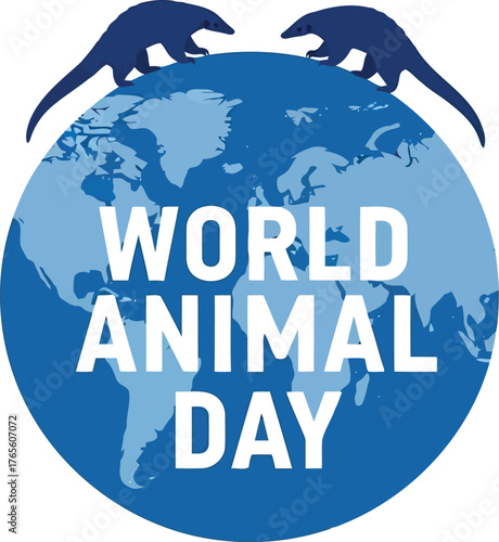 World animal day orca dolphins planet earth conservation concept illustration vector