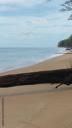 The sandy beach is eroded by seawater.
