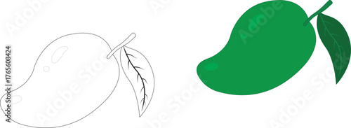 Mango Fruit Leaf Cartoon Style Icon Vector Illustration