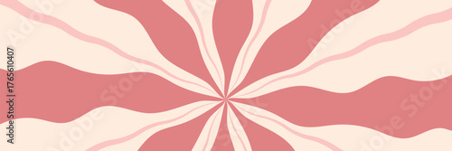 Abstract Starburst in Dusty Rose Palette. Groovy Swirl Background. Vector