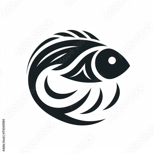 Bold tribal fish symbol design, representing aquatic life and strength, perfect for modern branding and logos