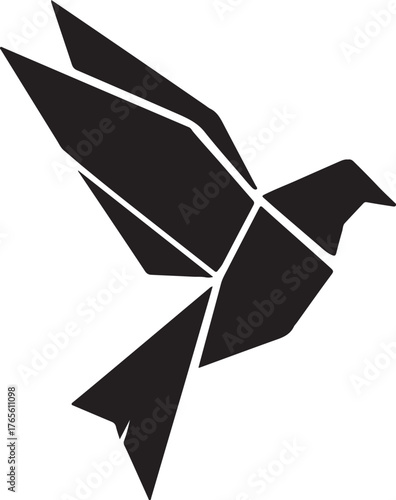 vector origami paper bird and plane illustration