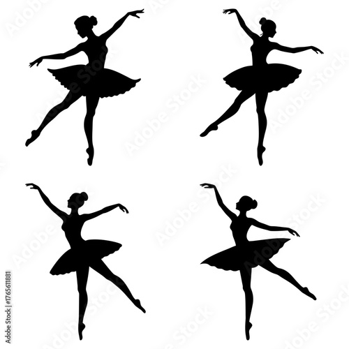 Elegant ballet dancers in graceful poses, a vector art compilation showcasing movement and artistry, perfect for dance studios and artistic projects