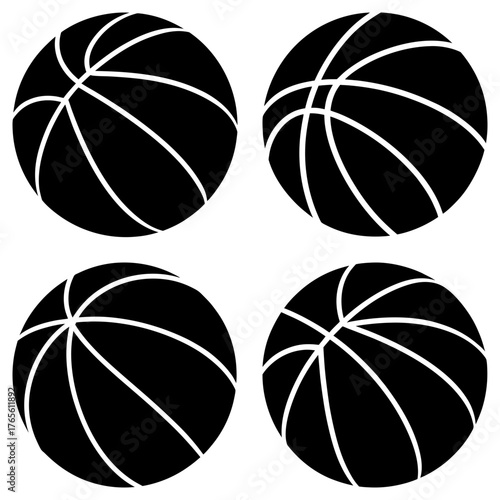 Dynamic basketball icon set for sports design projects, athletic branding, and energetic promotional materials. Vector sports balls for game day excitement.