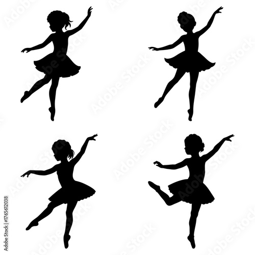 Elegant ballet dancers posing in silhouette, graceful movement and poise, perfect for dance studios or creative projects, scalable vector graphic art