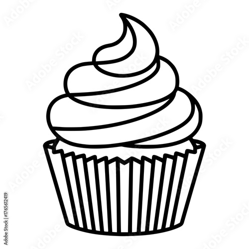 Cupcake Delight: An illustrated cupcake, a sweet indulgence, features a generous swirl of frosting atop a perfectly baked base.