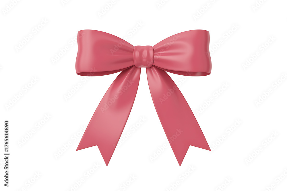 Fototapeta premium Elegant pink bow with flowing ribbons, conveying grace, festivity, and delicate beauty.