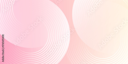 Minimalist banner background, pastel colorful, pink and yellow gradations. Circle effect style geometric, abstract background.