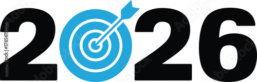 Year 2026 with a target and arrow symbolizing goals and success