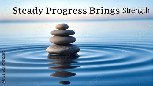 Stacked stones reflecting in water representing balance