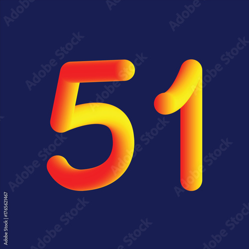 51 number graphic bright gradient on dark blue background