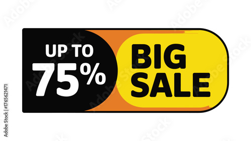 Big sale vector banner up to 75 off promotional design element for advertising and marketing campaigns