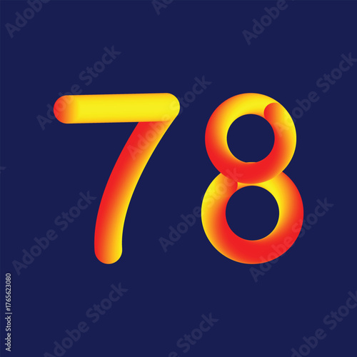 Seventy-eight numeric digit bold gradient orange and yellow on dark blue background