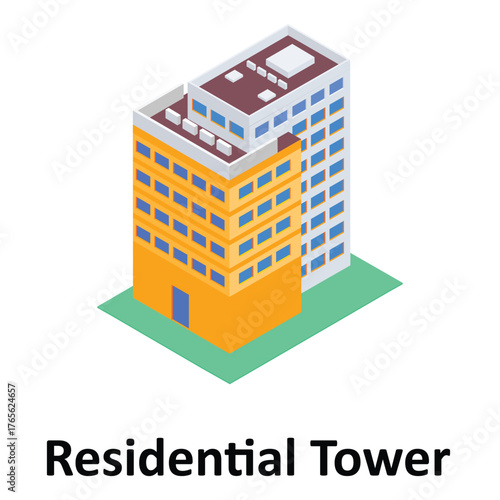 Residential Tower Vector icon which can easily modify or edit