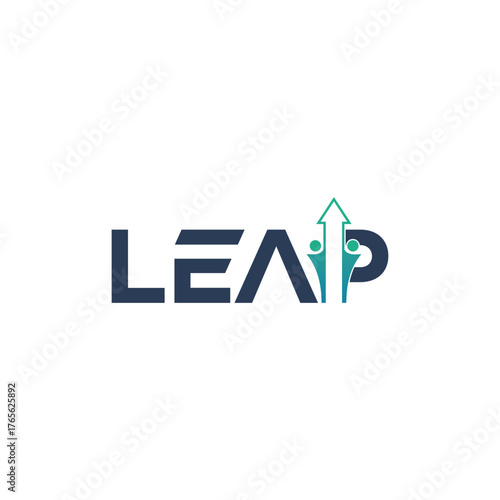 Leap typography logo design, word mark letter graphic vector concept.