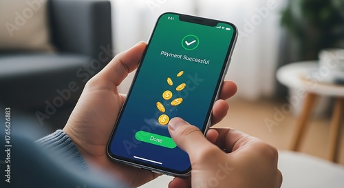 Wallpaper Mural Mobile Banking Success - Secure Transaction on Smartphone. Torontodigital.ca