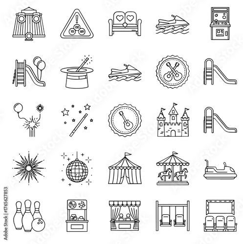 Vector art of amusement park and fairground element a collection of fun and exciting attractions for all ages