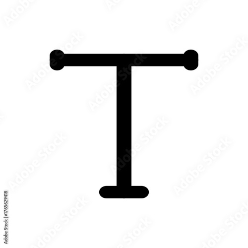 Illustration of a black t shape with rounded ends on a white background creating a simple visual design