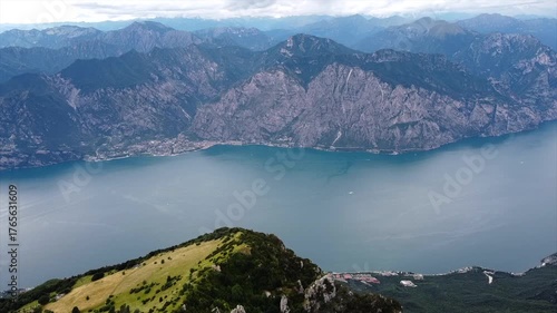 Aerial wide view of alpine landscape in Italy