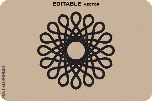 Elegant black abstract geometric ornament on a neutral background