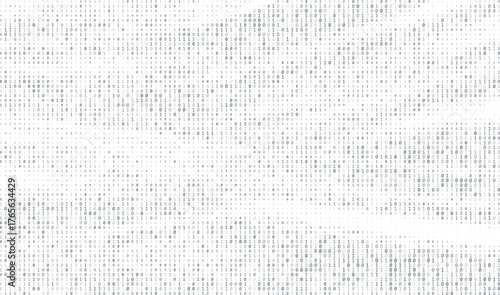 White Binary Code Matrix 0 and 1 Numbers Wallpaper, Abstract Technology Design for Computer Science Background with Decryption Algorithm Concept