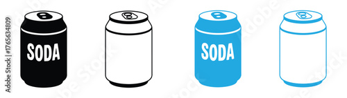 Soda Can icon vector illustration, Dented soda cans icons set, bottle line art empty for mockup, Beverage, beer and brewing sign and symbol, Can clipart design isolated. Juice Can plain symbo