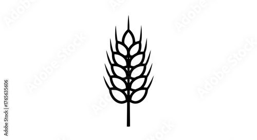 Oat ear with stalk grain black white icon 