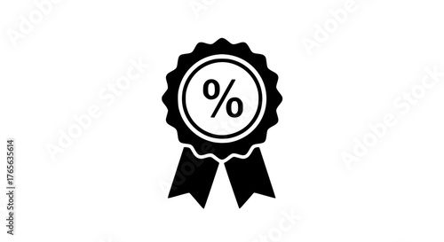 Bonus sign with percent black white icon 
