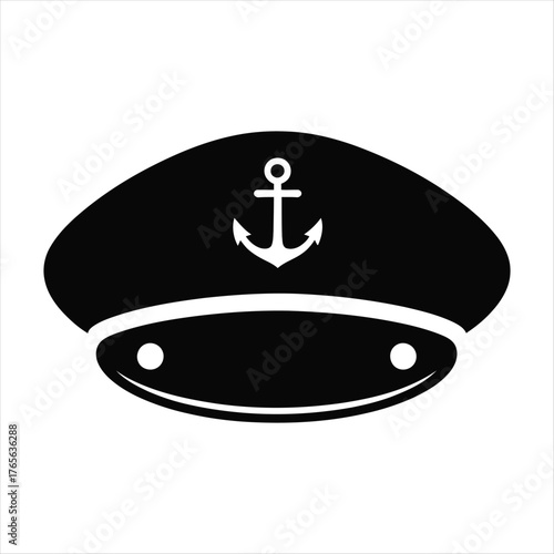 Naval Captain Hat With Anchor Emblem Maritime Symbol Nautical Accessory Vector
