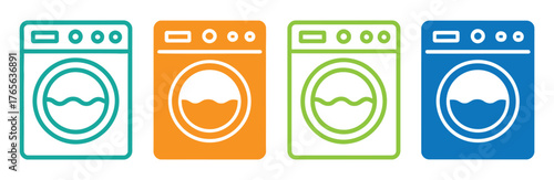 Clothes washing machine vector icon sheet. laundry washer sign. home appliance electric wash machine vector symbol on white background
