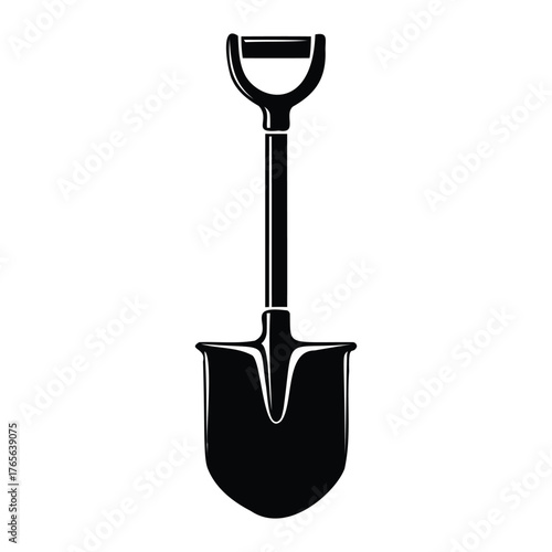 Black shovel with d handle tool digging
