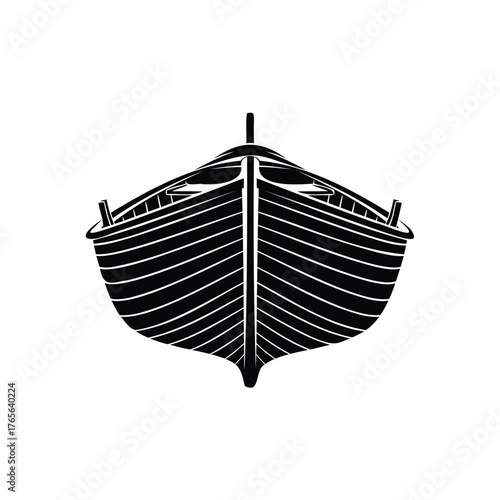 Black wooden rowboat illustration vessel watercraft