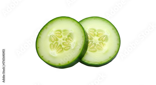 Fresh cucumber slices isolated on transparent background