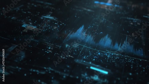 Abstract digital data visualization with lines and neon blue elements