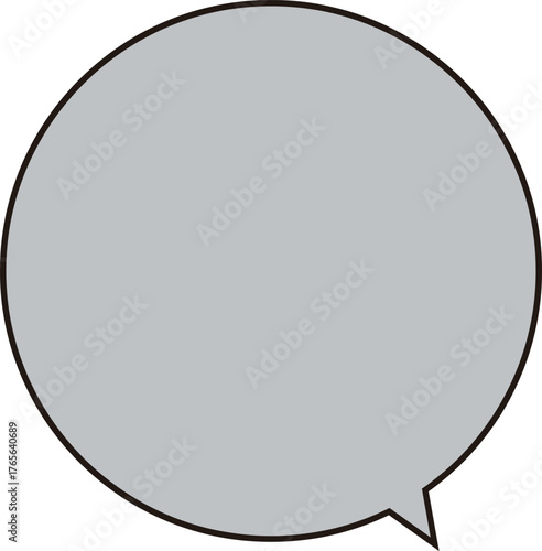黒縁の正円のふきだし。テキストスペースは濃いグレー。シンプルで使いやすい。