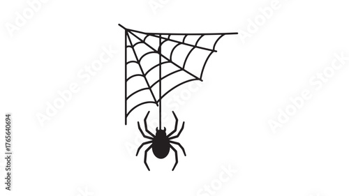 Spider and web vector illustration simple flat design for Halloween isolated on white back
