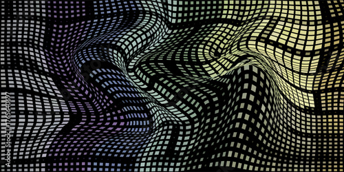 Abstract digital wave grid consist of particles . Futuristic vector illustration . Connection visualization .