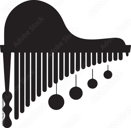 black silhouette of glockenspiel on white background, vector