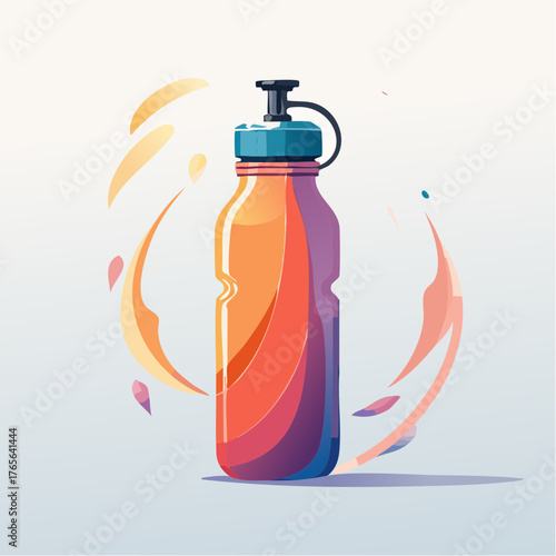 Abstract sport water bottle icon. Dynamic hydration concept vector
