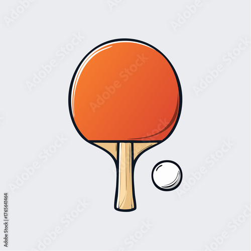 Table tennis racket and white ball icon. Ping pong sport vector