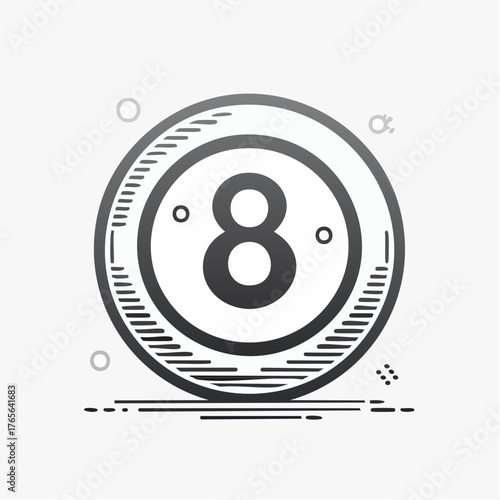 Detailed billiard 8 ball icon. Pool ball vector illustration